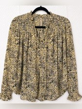 Free People Floral Print Deep V-Neck Peplum Top with Crochet Lace Trim — listing 5