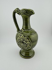 Vintage Hand-Painted Miniature Ceramic Pitcher with Orange Rim and Floral Body, Made in Japan — listing 4
