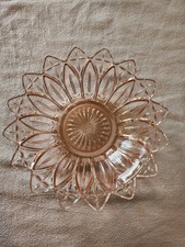 Pink Depression Glass Footed Oval Fruit Bowl with Embossed Fruit Pattern — listing 4