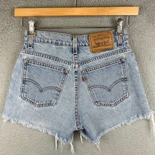Vintage Button-Fly Cutoff Denim Jean Shorts, Distressed Frayed Hem, listing 3