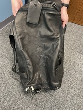 Black Leather Wheeled Duffel Bag with Telescoping Handle — listing 6
