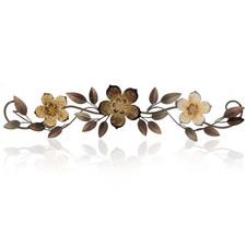 Pair of Wrought Iron Scroll Wall Sconces with Gold-Wash Oval Backplates Plug-in, tested working — listing 4
