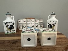 Vintage Japan Hand-Painted Black Rooster Ceramic Spice Shaker Set (6 pieces) — listing 2