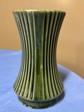 Green Ribbed Ceramic Pedestal Vase / Compote — listing 6