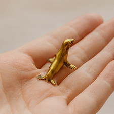 Pair of Vintage Solid Brass Sea Lion / Seal Figurines — listing 3