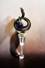Hand-Blown Glass Wine Bottle Stoppers with Cork Bases, Set of 2 — listing 6