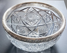 Set of 4 Vintage Silver-Rimmed Glass Coasters with Starburst Pattern — listing 2