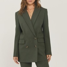 Something Navy Grey Tweed Double-Breasted Blazer, Size Medium — listing 4
