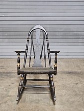Hitchcock-Style Stenciled Windsor Rocking Chair in Cream — listing 4