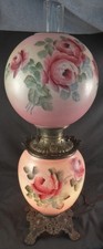 Antique Victorian Hand-Painted Floral Globe Banquet Parlor Oil Lamp (Electrified) — listing 5