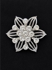 Large Rhinestone Floral Statement Brooch/Pin with Pink and Green Crystals — listing 5