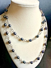 Beaded Necklace with Peacock Freshwater Pearls and Cream Tube Beads — listing 6