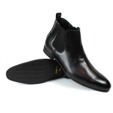 Men's Black Leather Slip-On Dress Loafers with Square Toe — listing 3