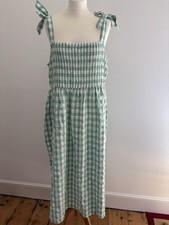 Green Gingham Check Tiered Babydoll Sundress with Ruffle Straps — listing 2