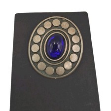 Vintage Swedish Pewter Brooch with Bellflower Motif