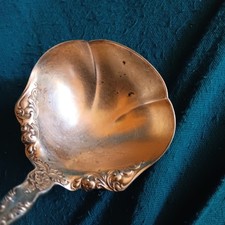 Holmes & Edwards Silverplate Repousse Floral Cream Ladle / Sauce Ladle Only numbers/symbols — listing 6