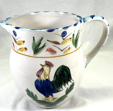 Vintage Hand-Painted Rooster Ball Pitcher, Yellow Ware Style — listing 5