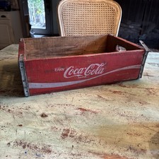 Vintage Coca-Cola 10oz Glass Return Deposit Bottles in Red Wooden Crate — listing 4
