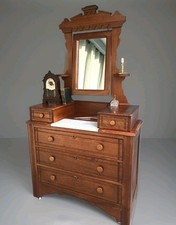 Antique Oak 3-Drawer Chest of Drawers with Porcelain Knobs, listing 5