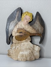 Oval High-Relief Resin Wall Plaque of an Angel Playing a Lute/Mandolin — listing 6