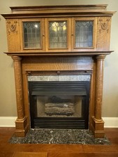 Antique Oak Case Mantel Shelf Clock with Porcelain Dial and Brass Movement, 8-Day Time & Strike — listing 6