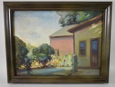 Mid-Century Oil Painting of Children Playing Under a Tree, Signed Kappel — listing 2