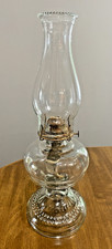 Antique Clear Glass Kerosene Oil Lamp with Pressed Pattern Base and Chimney — listing 4