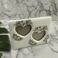 Vintage 1983 Terragrafics Hand-Crafted Ceramic Triple Opening Photo Frame with Floral Decoration — listing 5