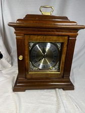 "The Fawndale" Wood Mantel Clock with German Movement and Brass Filigree Dial — listing 5