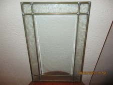 Vintage Leaded Beveled Glass Sidelight Window Panel with Oval Beveled Insets Lead came, 24-40 inches — listing 4