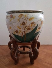 Chinese Famille Rose Porcelain Fish Bowl / Jardinière with Goldfish Interior — listing 6