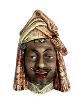 Majolica-Style Ceramic Bacchus / Zeus Bearded Head Sculpture Vase — listing 4