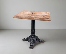 Round Bistro Table with Ornate Cast Iron Pedestal Base, Wood Top, Approx 36" Diameter — listing 5