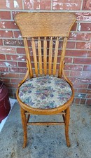 Victorian spindle back Antique Victorian Hoop Back Spindle Side Chair with Pressed Leather Seat — listing 6