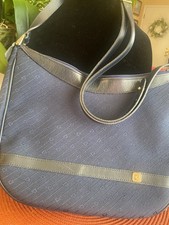 Vintage Navy Blue Leather Crossbody Bag with Snakeskin-Embossed Panel and Pleated Detail No - I checked and there's no maker mark — listing 3