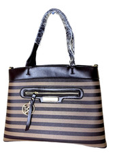 Adrienne Vittadini Gray Pebbled Faux Leather Winged Satchel with Tassel Charm — listing 3