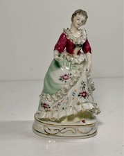 Antique Victorian Porcelain Free-Form Ruffled Bowl with Green Floral Transfer and Gilt Trim — listing 2