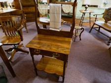 Antique Quartersawn Tiger Oak One-Door Washstand / Commode Cabinet with Drawer — listing 4