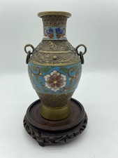 Pair of Chinese Cloisonné Enamel Bud Vases with Floral and Scrollwork Motif — listing 3