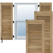 Pair of Dark Green Wooden Louvered Cafe / Shutter Doors with Arched Top Panels