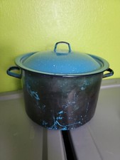 Blue Speckled Enamelware Stockpot Set with Pasta Insert, Steamer Lid & 4 Soup Bowls — listing 2