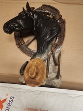 Resin Horse Head Wall Plaque / Figural Relief with Bridle Detail — listing 6