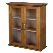 Vintage Oak Wall-Mounted Cabinet with Carved Foliate Panel Door — listing 4