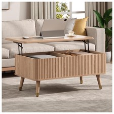 Vintage Oak Coffee Table with Smoked Glass Insert Panels — listing 3