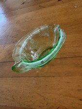 Green Depression Glass Covered Candy Dish / Powder Jar with Swag & Garland Pattern — listing 4