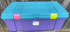 Vintage 1990s Rubbermaid Keepers Tote Locker Storage Bin Purple Teal
