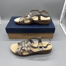 G.H. Bass & Co. Cognac & Silver Braided Thong Sandals, Women's Size 6M, listing 2
