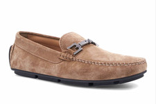 Bruno Magli Taupe Suede Low-Heel Pumps with Embossed Toe Cap — listing 5