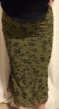 Floral Print A-Line Skirt in Blue, Green and White