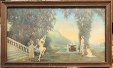 R. Atkinson Fox 'Garden of Nature' Style Framed Print with Balustrade, Urn and Mountain Landscape — listing 2